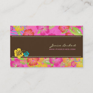 CARTE DE VISITE FLEURS TROPICALES RÉTRO, HIBISCUS