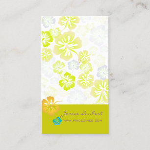 CARTE DE VISITE FLEURS TROPICALES RÉTRO, HIBISCUS