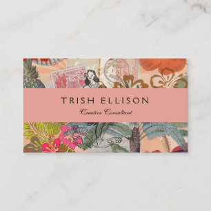Carte De Visite Fleurs Vintage Hula Coloré Hawaïen Tropical