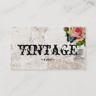 Carte De Visite Fleurs vintages au-dessus de texte affligé