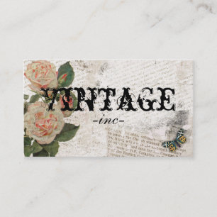 Carte De Visite Fleurs vintages au-dessus de texte affligé
