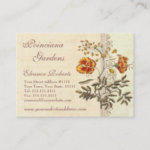 Carte De Visite Fleurs vintages de Poinciana d'élégance minable