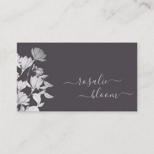 Carte De Visite Fleurs Vintages Motif Floral simple Gris foncé