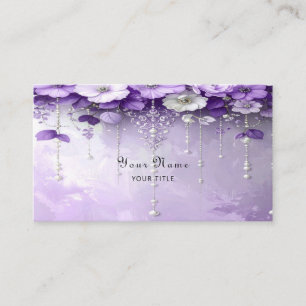Carte de visite Fleurs Violettes avec Perles Penda