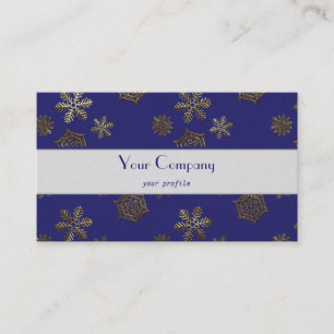 Carte De Visite flocons de neige au look doré sur fond bleu minuit