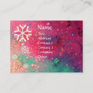 CARTE DE VISITE FLOCONS DE NEIGE DANS LES ÉTINCELLES ARGENTÉES
