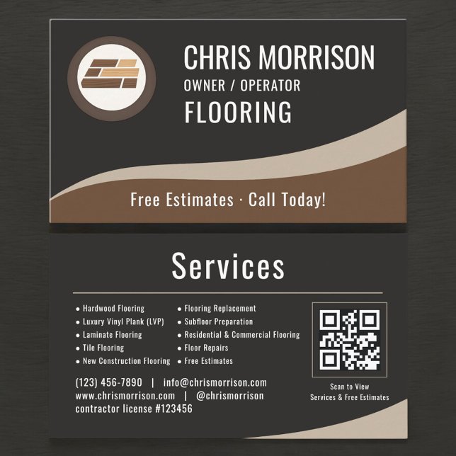 Carte De Visite Flooring Installation QR Code (Créateur téléchargé)