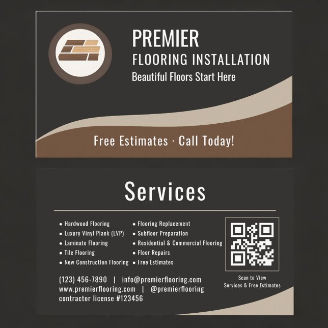 Carte De Visite Flooring QR Code Professional  (Créateur téléchargé)