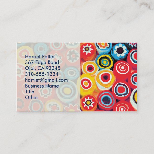 Carte De Visite Floral Abstrait fin Millefiori (Devant)