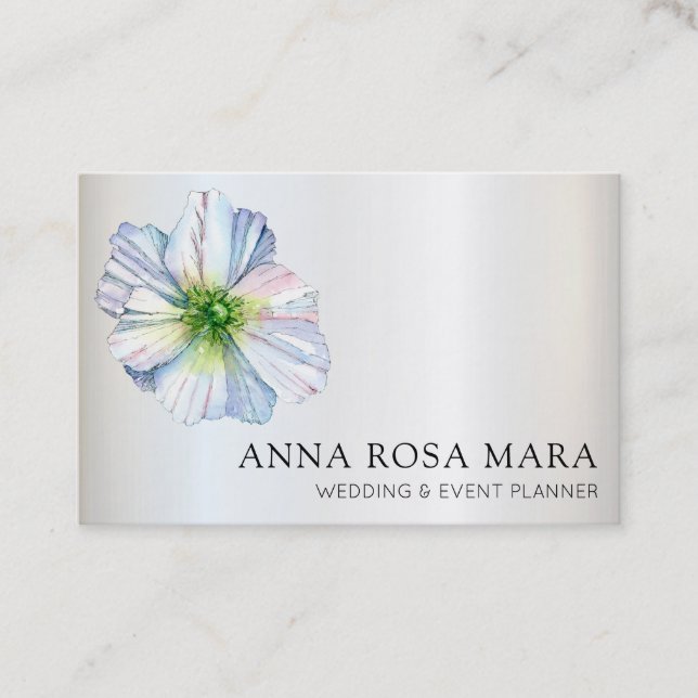 Carte De Visite *~* Floral Arc-en-ciel blanc Anémone code QR (Devant)