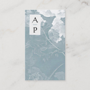 Carte De Visite *~* Floral Ardoise Bleu Fleurs Couleur QR Logo Pho