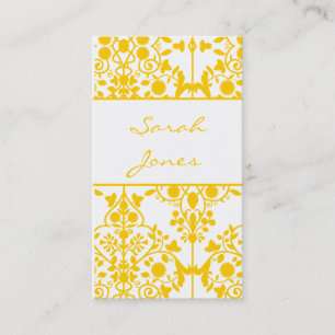 Carte de visite floral blanc jaune de damassé