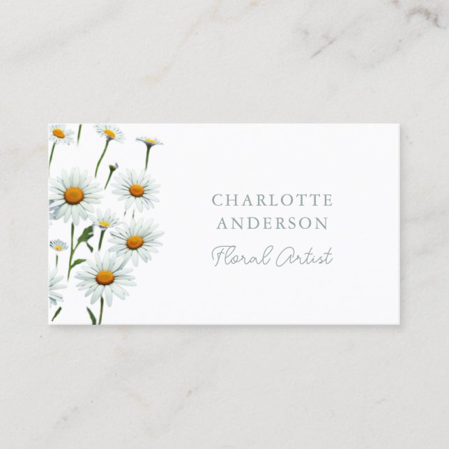 Carte De Visite Floral blanc moderne (Devant)