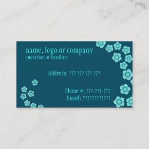 Carte de visite floral bleu