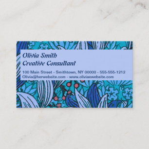 Carte De Visite Floral bleu ancien Boho moderne