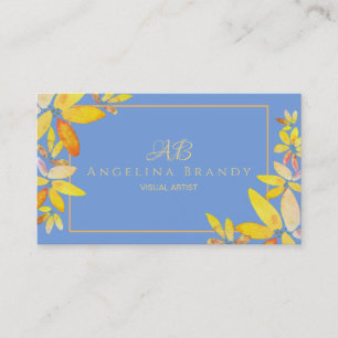Carte De Visite Floral bleu et jaune moderne