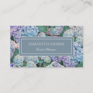 Carte De Visite Floral Blue Hydrangea Gray Professionnel