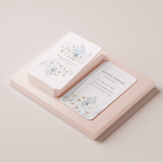 Carte de visite Floral Bohème Bleu (Créateur téléchargé)