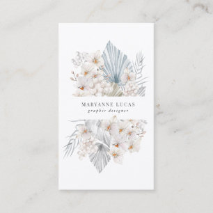 carte de visite floral bohème bleu