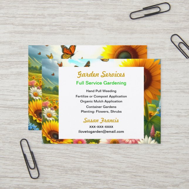 Carte De Visite Floral coloré (Devant/Arrière en situation)