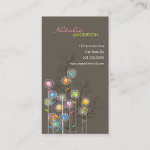 Carte De Visite Floral coloré lunatique de jardin d'agrément sup