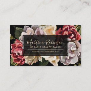 Carte De Visite Floral coloré peint sur noir