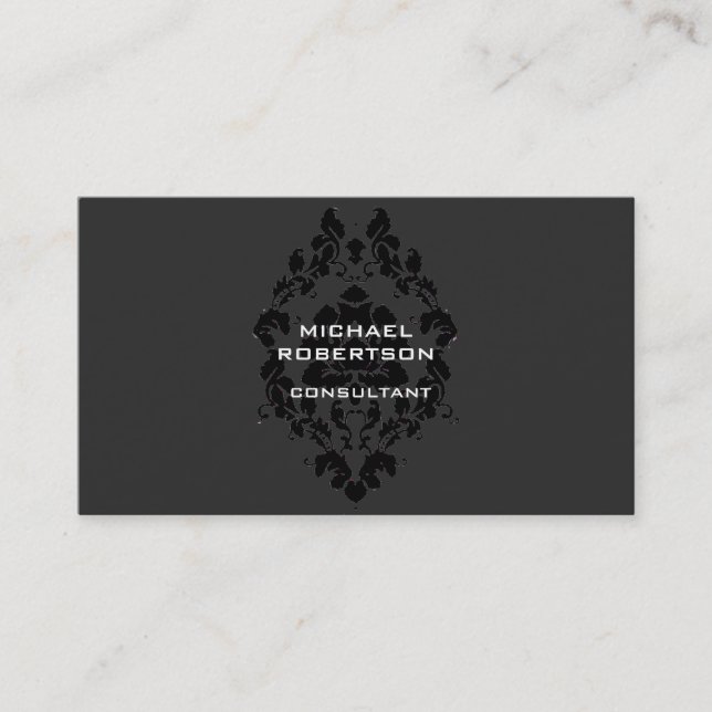 Carte De Visite Floral Damask Grey Spécial unique (Devant)