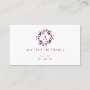 Carte de visite floral d'aquarelle de monogramme