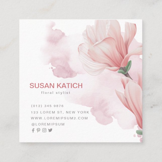 Carte de visite floral d'aquarelle moderne (Dos)
