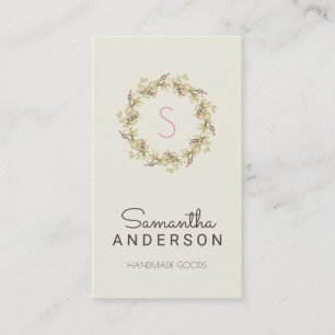 Carte de visite floral de guirlande de monogramme