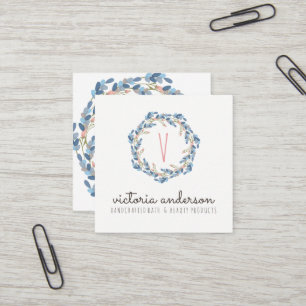 Carte de visite floral de monogramme de guirlande