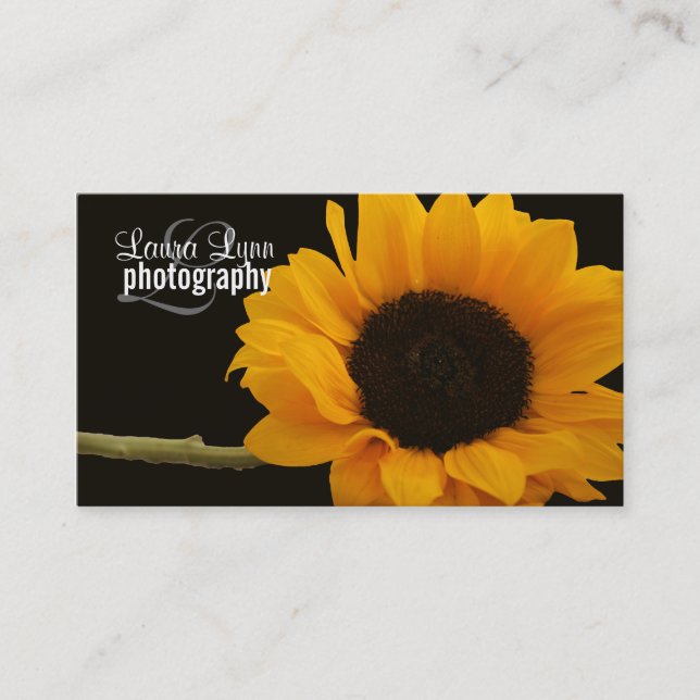 Carte de visite floral de photographe de tournesol (Devant)