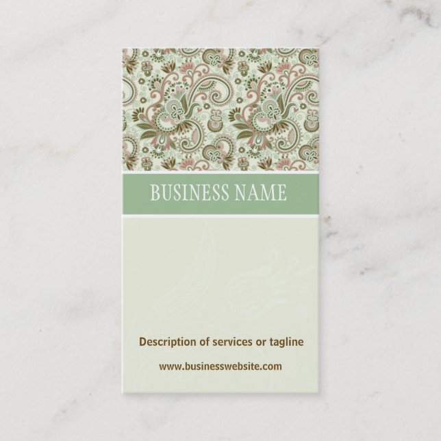 Carte de visite floral de règlage de damassé (Devant)