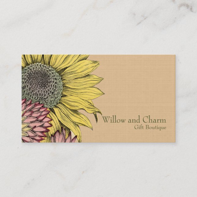 Carte de visite floral de tournesol botanique (Devant)