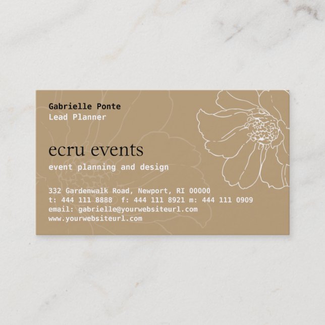 Carte de visite floral d'Ecru de rêves (Devant)