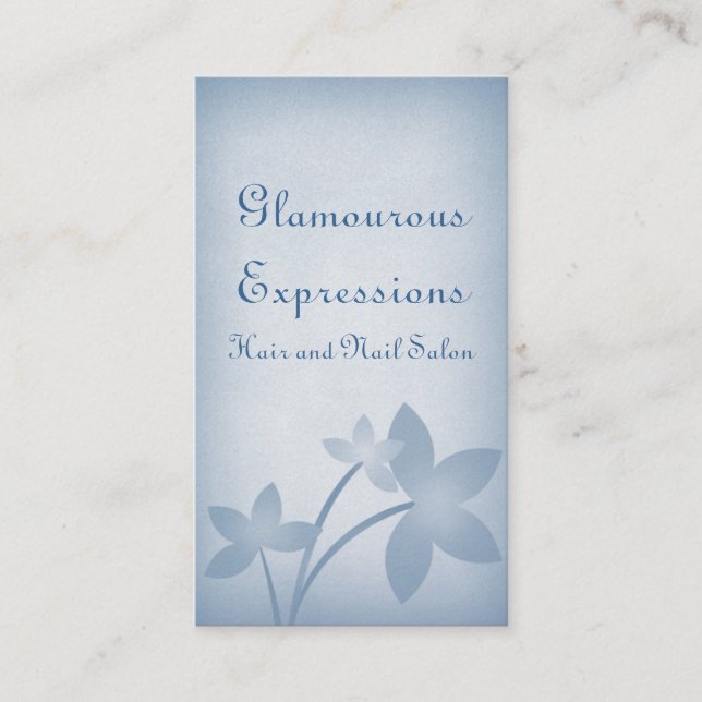 Carte de visite floral dévêtu, bleu clair (Devant)