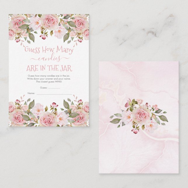 Carte De Visite Floral Devinez combien de bonbons dans la Jar Game (Devant / Derrière)