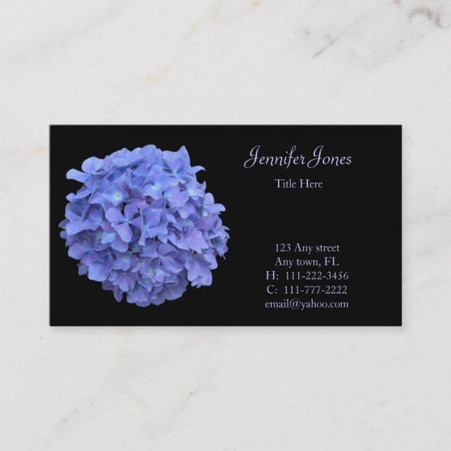 Carte de visite floral d'hortensia bleu (Devant)