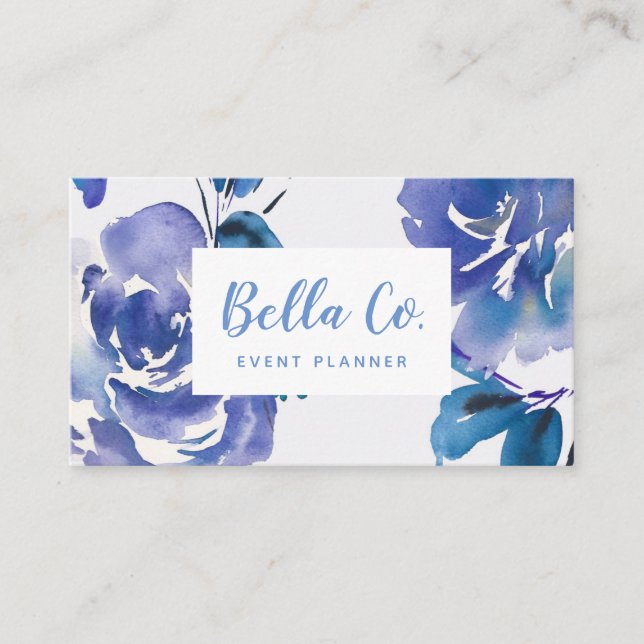 Carte de visite floral d'indigo de Boho (Devant)