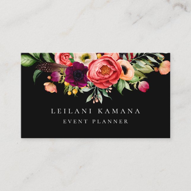 Carte De Visite Floral élégant (Devant)