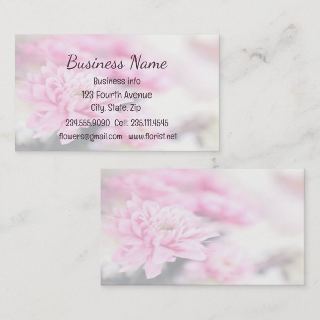Carte De Visite Floral Fleur Rose Personnalisé (Devant / Derrière)