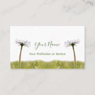Carte De Visite Floral Fleurs marguerites sur vert et blanc!