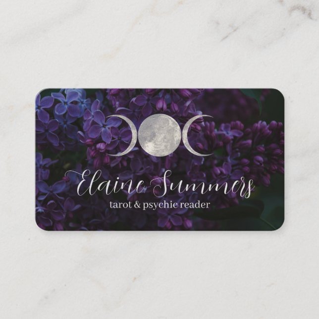 Carte de visite floral foncé à trois lunes (Devant)