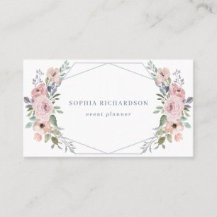 Carte De Visite Floral géométrique d'aquarelle poussiéreuse du