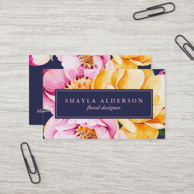 Carte De Visite Floral gras | L'Olivier tacheté | (Devant/Arrière en situation)