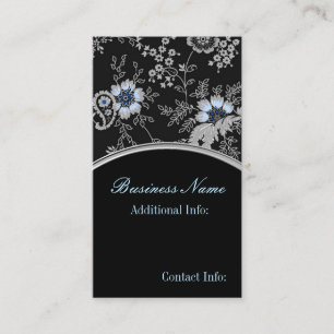 Carte de visite floral gris argenté 2