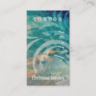 Carte de visite floral grunge bleu