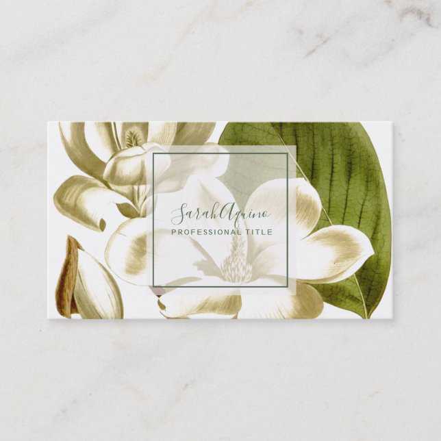 Carte De Visite Floral Magnolias Blanc (Devant)