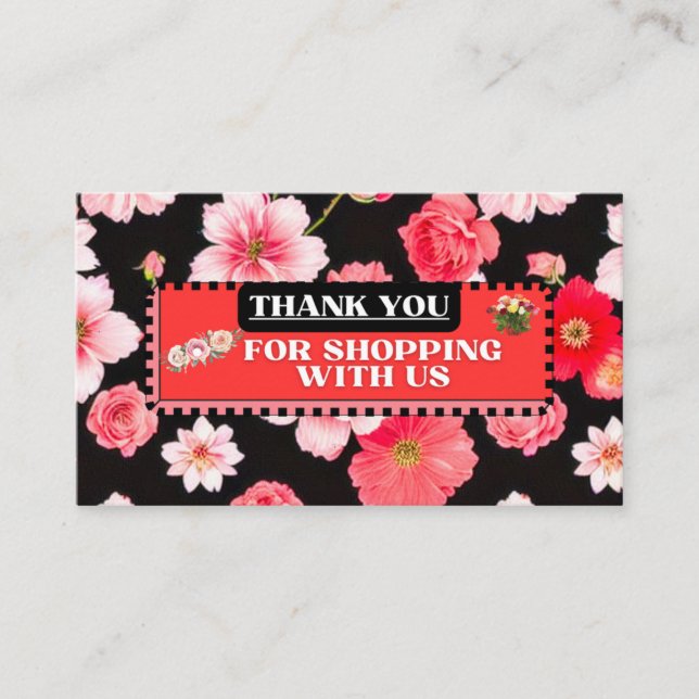 CARTE DE VISITE FLORAL MERCI ÉLÉGANT (Devant)