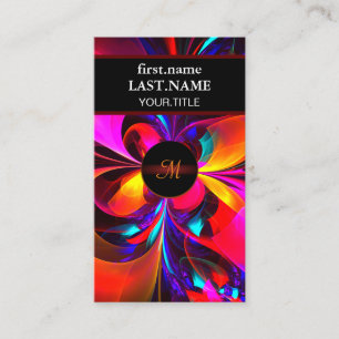 Carte De Visite Floral moderne Art Abstrait Rouge Bleu Motif #07